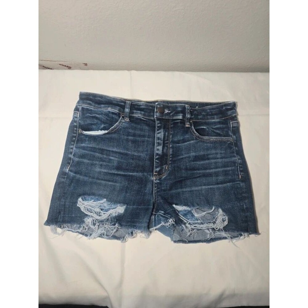 American Eagle Super Super Stretch Distressed Denim Shorts Women Size 14 Cutoff
